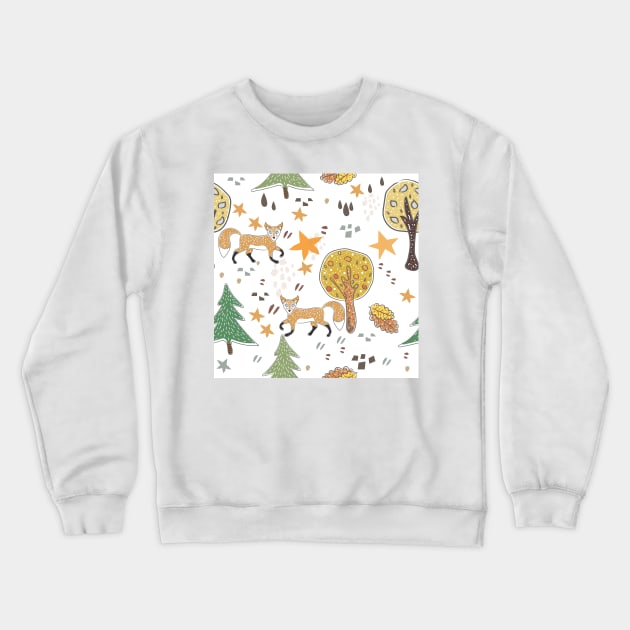 Fox Pattern Crewneck Sweatshirt by KristinaStellar 